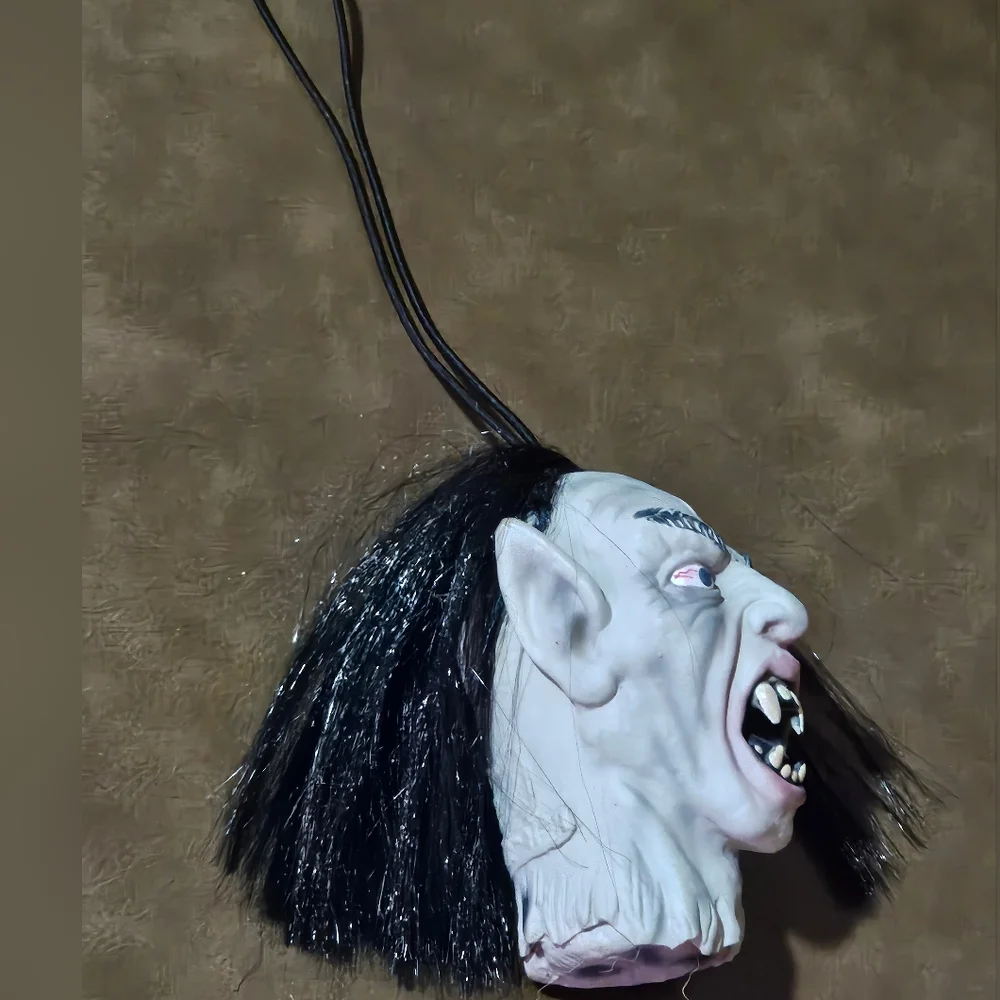 Vtg Nightview Inc Seasons Severed Vampire Hanging Head Latex Shrunken Black Hair